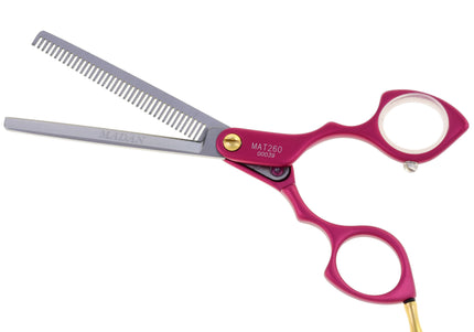 Madan 6.5" Thinning Scissors – Ultra-Light Japanese Steel, Single-Sided, Red Aluminum Handle