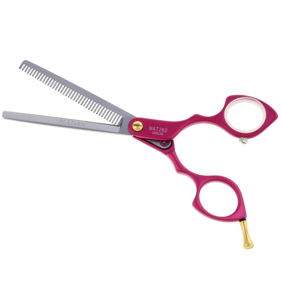 Madan 6.5" Thinning Scissors – Ultra-Light Japanese Steel, Single-Sided, Red Aluminum Handle