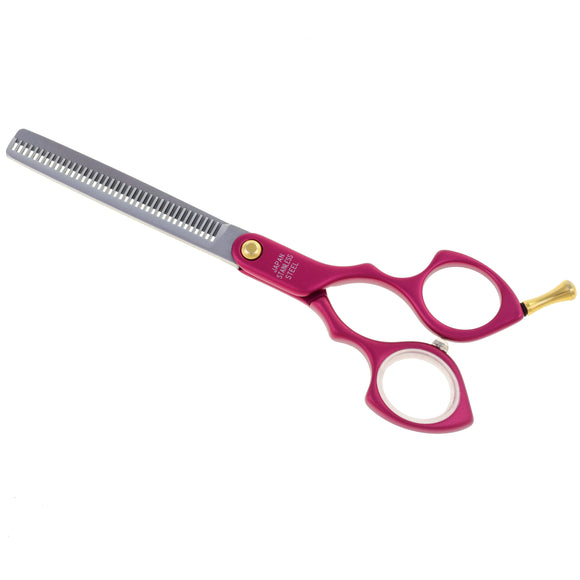 Madan 6.5" Thinning Scissors – Ultra-Light Japanese Steel, Single-Sided, Red Aluminum Handle