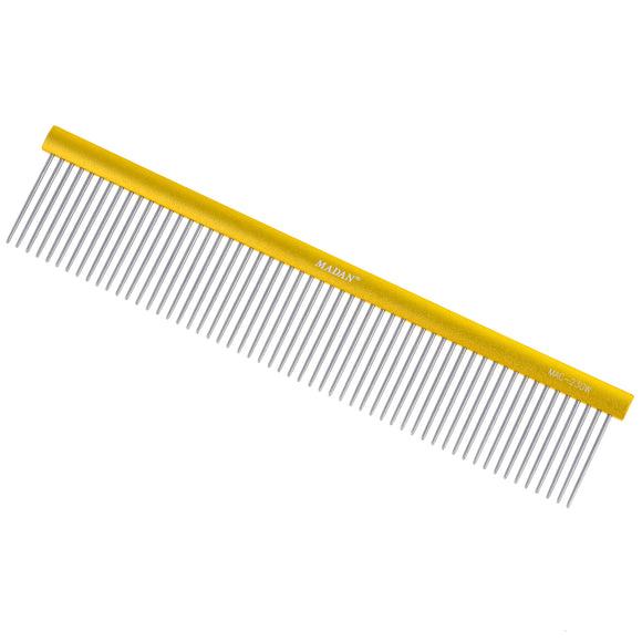 Madan Professional Light Comb 23cm – Large Aluminum Handle, Medium Tooth Spacing, 35mm Pins