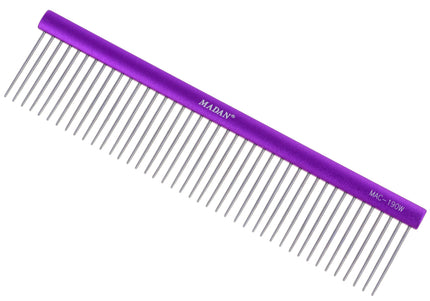Madan Professional Light Comb 19cm – Lightweight Aluminum Handle, 3mm Spacing, Purple
