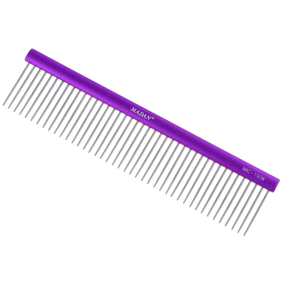 Madan Professional Light Comb 19cm – Lightweight Aluminum Handle, 3mm Spacing, Purple
