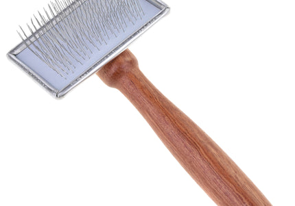 Madan Slicker Brush Large – Professional Poodle Grooming Tool with Wooden Handle