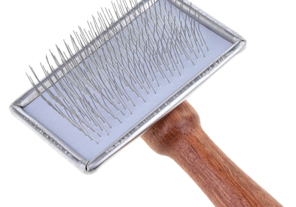 Madan Slicker Brush Large – Professional Poodle Grooming Tool with Wooden Handle