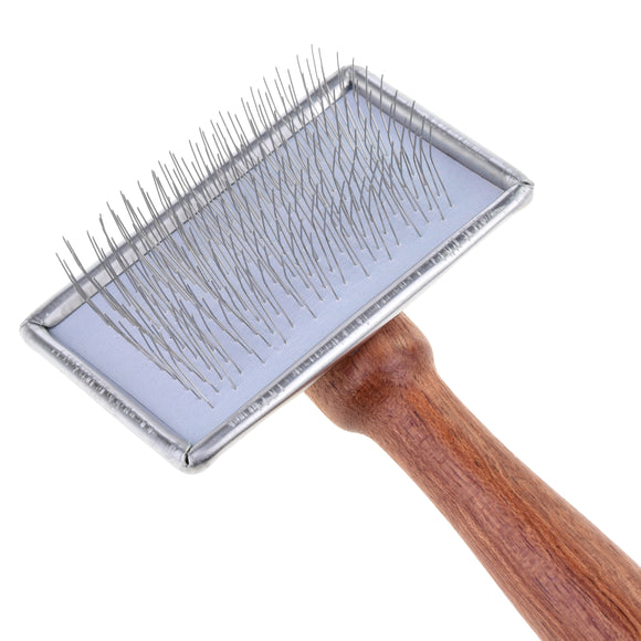 Madan Slicker Brush Large – Professional Poodle Grooming Tool with Wooden Handle