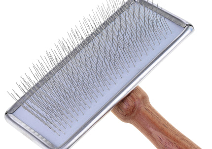 Madan Slicker Brush Large – Professional Poodle Grooming Tool with Wooden Handle