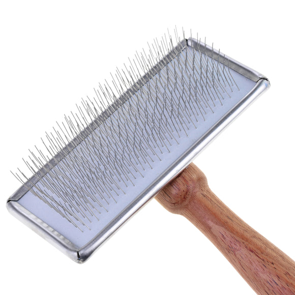 Madan Slicker Brush Large – Professional Poodle Grooming Tool with Wooden Handle