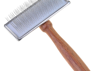 Madan Slicker Brush Large – Professional Poodle Grooming Tool with Wooden Handle