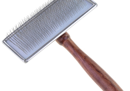 Madan Slicker Brush Large – Professional Poodle Grooming Tool with Wooden Handle