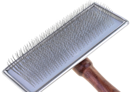 Madan Slicker Brush Large – Professional Poodle Grooming Tool with Wooden Handle