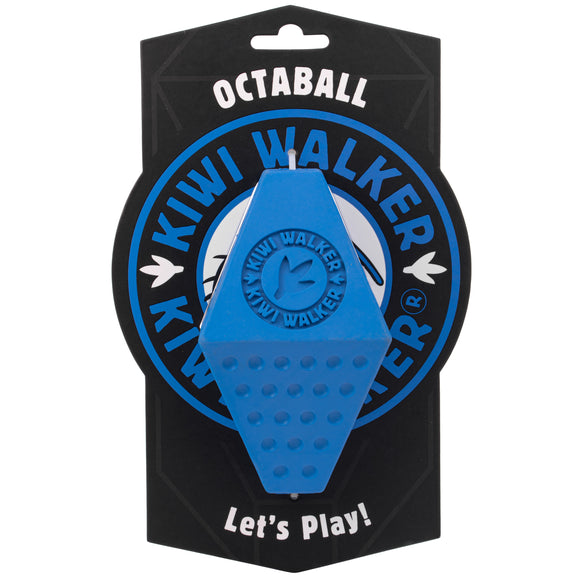 Kiwi Walker Let’s Play Octaball – Geometric Treat Dispensing Toy, Large Size, Blue