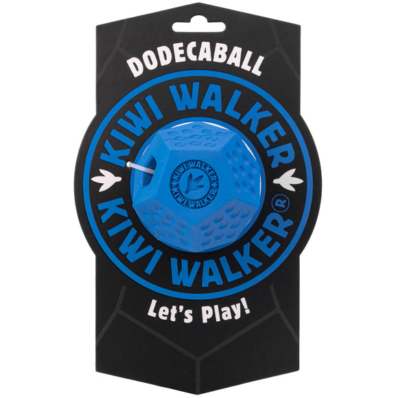 Kiwi Walker Let's Play Dodecaball – Geometric Treat Dispensing Toy, Medium Size, Blue
