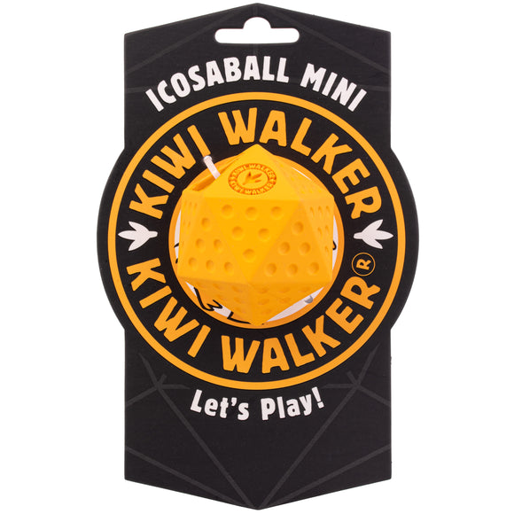 Kiwi Walker Let's Play Icosaball Mini – Blue Geometric Treat Dispensing Toy, Compact and Durable Design