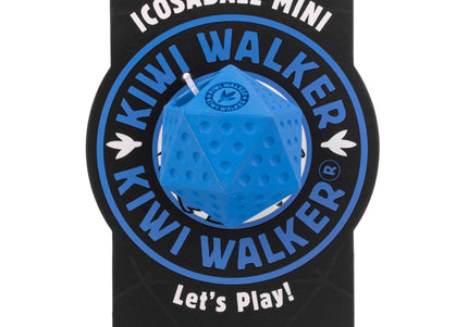 Kiwi Walker Let's Play Icosaball Mini – Blue Geometric Treat Dispensing Toy, Compact and Durable Design