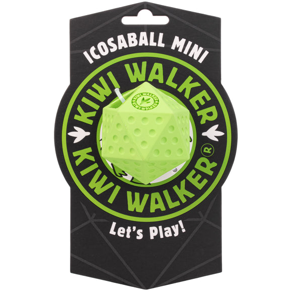Kiwi Walker Let's Play Icosaball Mini – Blue Geometric Treat Dispensing Toy, Compact and Durable Design