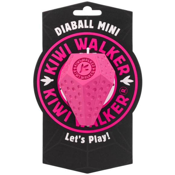 Kiwi Walker Let's Play Diaball Mini – Blue Geometric Treat Toy, Durable Interactive Design