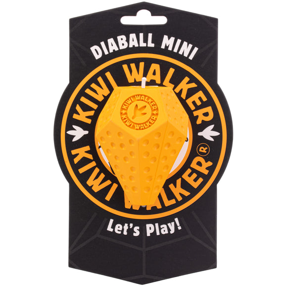Kiwi Walker Let's Play Diaball Mini – Blue Geometric Treat Toy, Durable Interactive Design