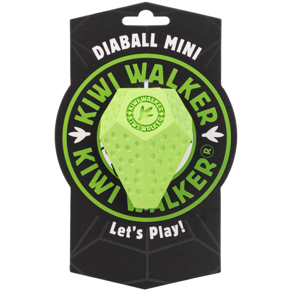 Kiwi Walker Let's Play Diaball Mini – Blue Geometric Treat Toy, Durable Interactive Design