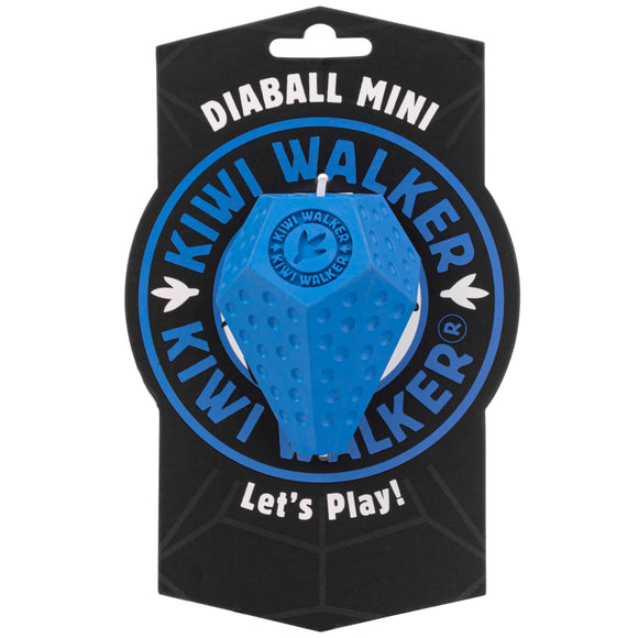 Kiwi Walker Let's Play Diaball Mini – Blue Geometric Treat Toy, Durable Interactive Design