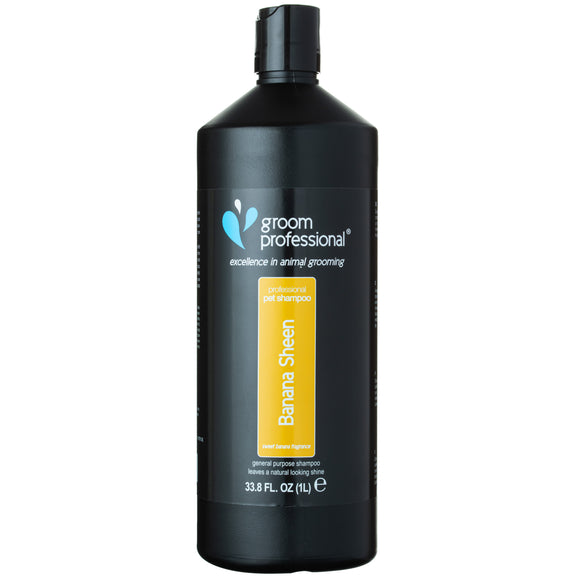 Groom Professional Banana Sheen Shampoo – Moisturizing Concentrate, Banana Scent, 1L Bottle