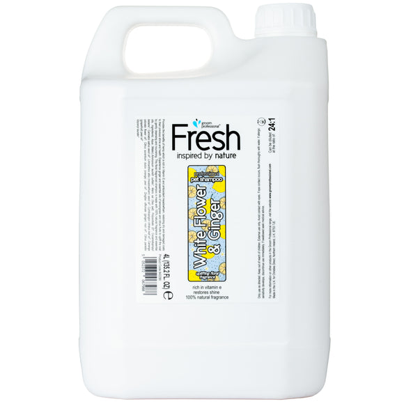 Groom Professional White Flower & Ginger Shampoo – Concentrated 1:24 Regenerating Formula with Meadowfoam, 4L