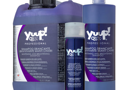 Yuup! Professional Whitening & Brightening Shampoo – Concentrated 1:20 Formula, 10L, Enhances Coat Radiance
