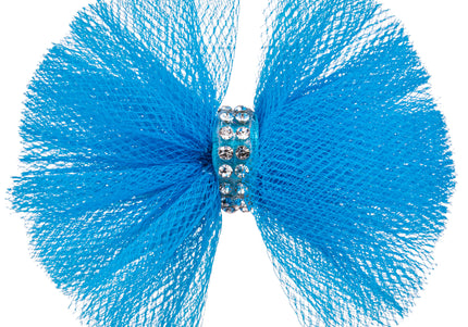 Blovi Red Tulle Grooming Bow with Rhinestones – Elegant Decorative Accessory