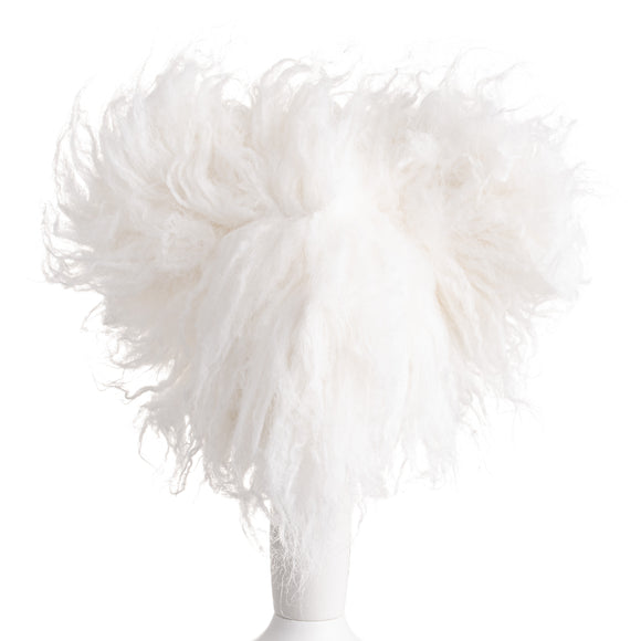 Mr. Jiang Teddy Grooming Head Replacement Hair – White with Standing Ears, Realistic Texture