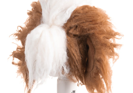 Mr. Jiang Teddy Head Replacement Hair – Brown and White Synthetic Fur, Realistic Texture