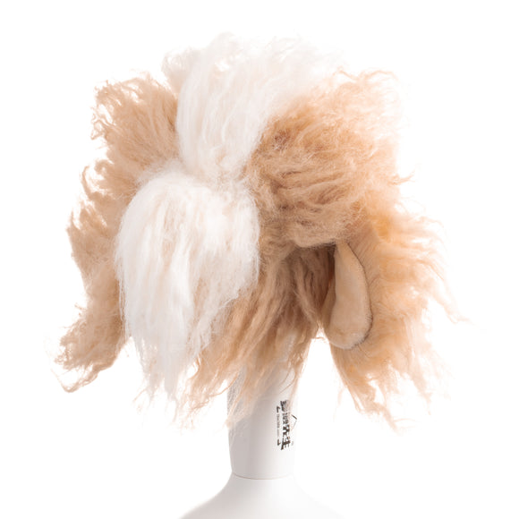 Mr. Jiang Teddy Head Replacement Hair – Soft Synthetic Blend, Beige and White, Natural Look