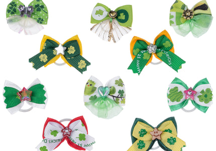 Groom Professional St. Patrick Grooming Bows – Decorative Clover Leaf Set, 100 Pieces