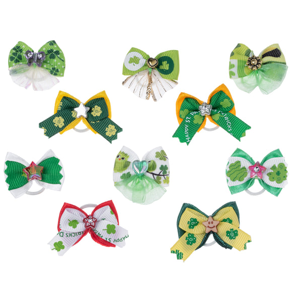 Groom Professional St. Patrick Grooming Bows – Decorative Clover Leaf Set, 100 Pieces