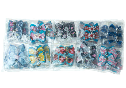 Groom Professional Blue Fashion Bows – 100 Pack, Stylish Decorative Set in Assorted Blue Shades