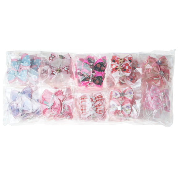 Groom Professional Pink Fashion Bows – 100 Pack, Assorted Stylish Pink Shades