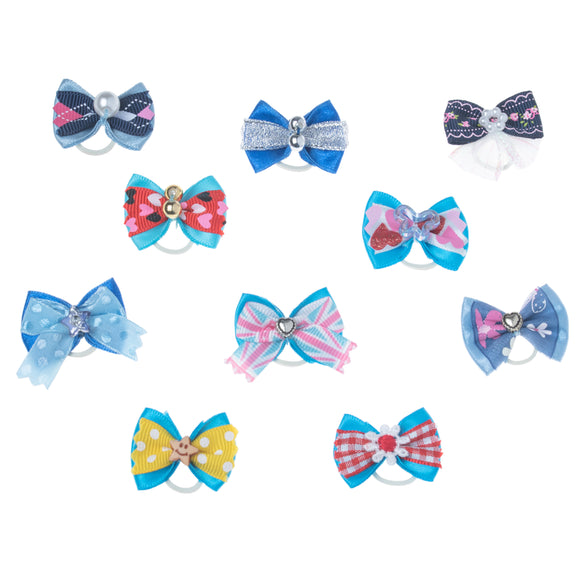 Groom Professional Blue Fashion Bows – 100 Pack, Stylish Decorative Set in Assorted Blue Shades
