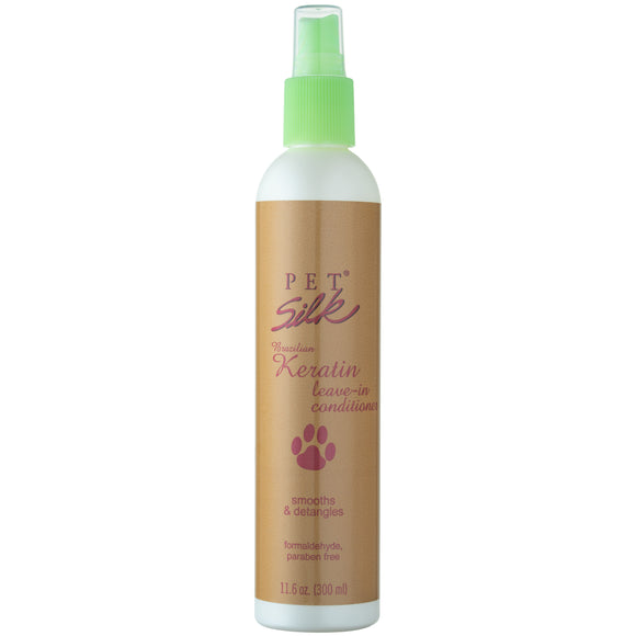 Pet Silk Brazilian Keratin Leave-In Conditioner 300ml – Moisturizing Glossy Coat Spray with Keratin
