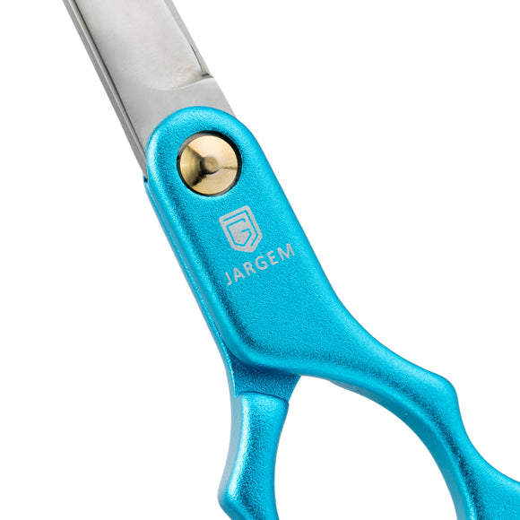 Jargem Asian Style Light Curved Scissors 6" – Ultra-Light Red Blades for Precision Grooming