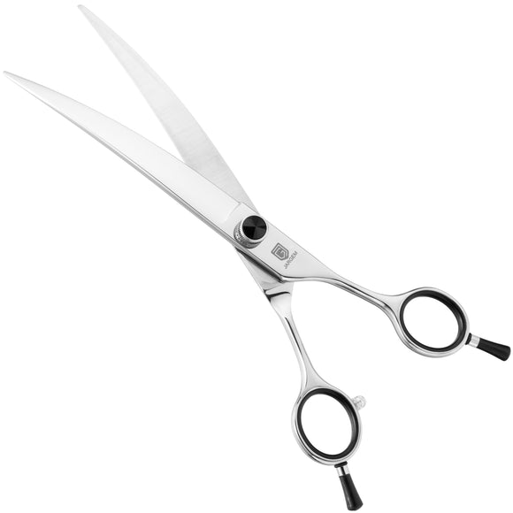 Jargem Curved Black Diamond Grooming Scissors – 7 Inch, Polished Precision Tool