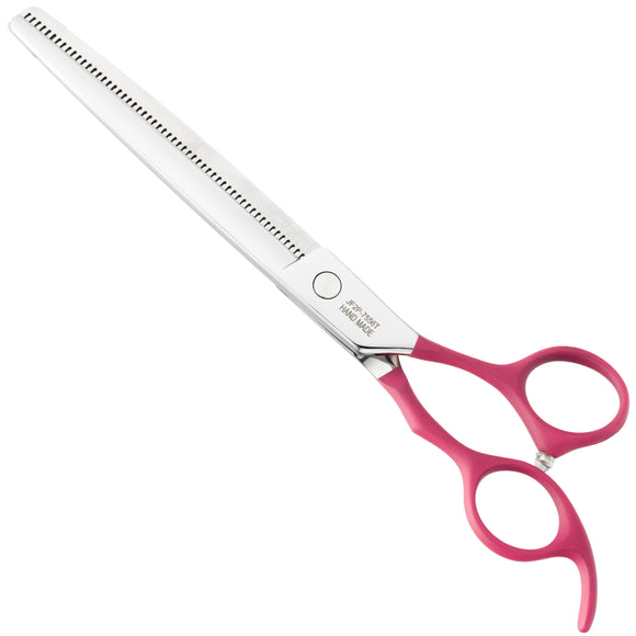 Jargem Fuchsia Thinning Scissors – 7" Single-Sided, 50 Teeth, Ergonomic Soft Handle