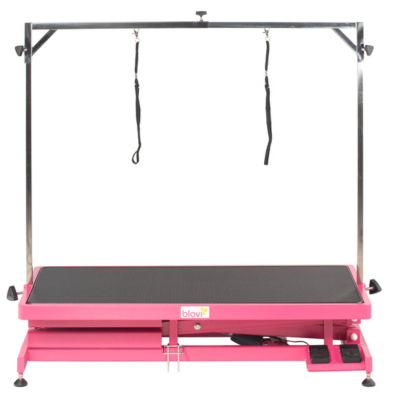 Blovi Callisto Pink Electric Grooming Table – Adjustable Lift, 125x65cm Non-Slip Top