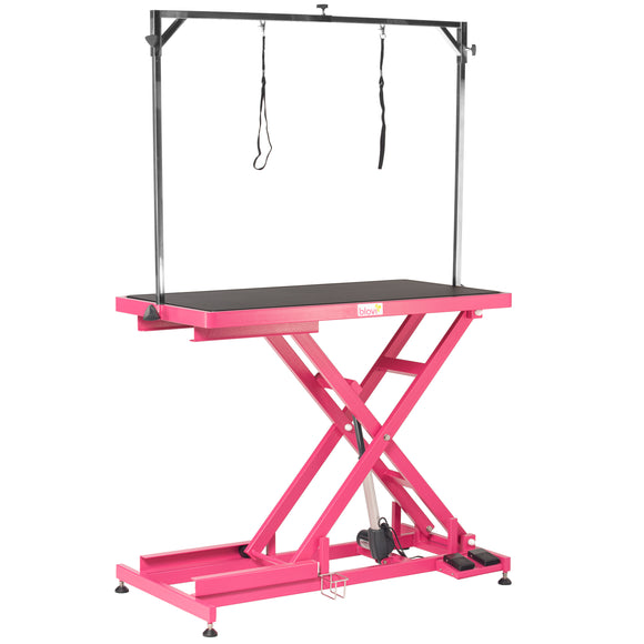 Blovi Callisto Pink Electric Grooming Table – Adjustable Lift, 125x65cm Non-Slip Top