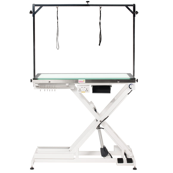 Blovi Luminous Pro Grooming Table 120x65cm – Lift System and LED Glass Top, Professional Grade