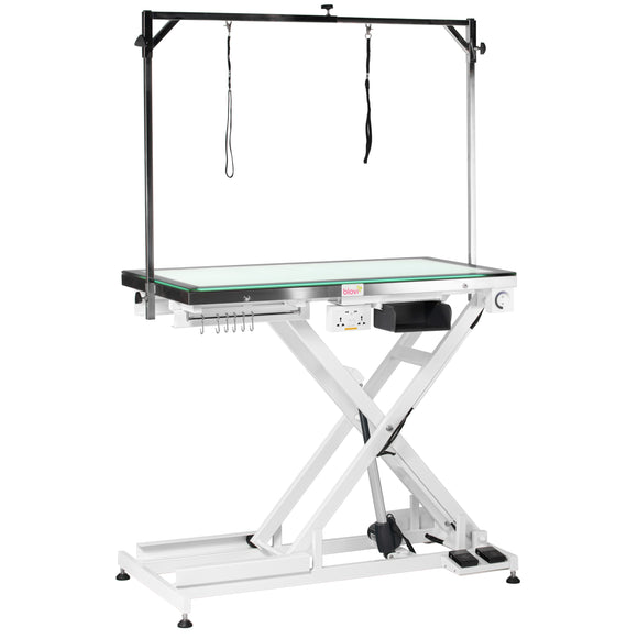 Blovi Luminous Pro Grooming Table 120x65cm – Lift System and LED Glass Top, Professional Grade