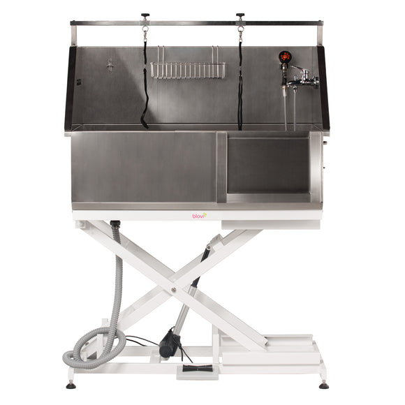 Blovi Stainless Steel Lift Bath – Electric Grooming Bathtub with Sliding Door, Durable Steel Construction