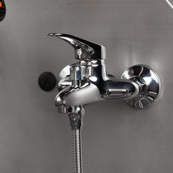 Blovi Free Standing Stainless Bath – Steel Grooming Bathtub with Steps and Right Sliding Door