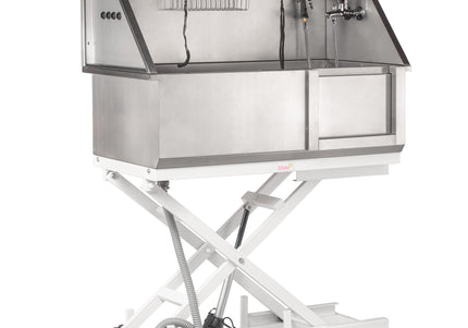 Blovi Stainless Steel Lift Bath – Electric Grooming Bathtub with Sliding Door, Durable Steel Construction