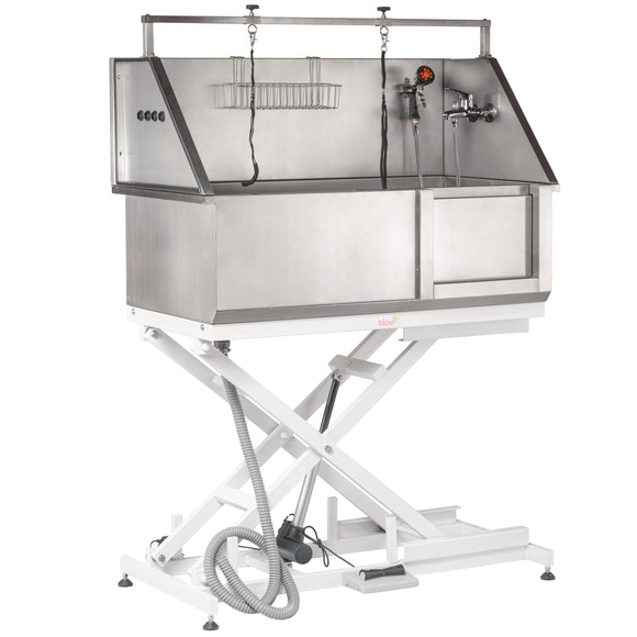 Blovi Stainless Steel Lift Bath – Electric Grooming Bathtub with Sliding Door, Durable Steel Construction