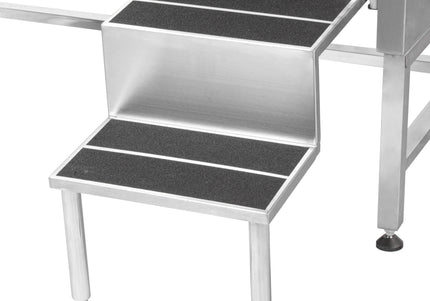 Blovi Free Standing Stainless Bath – Steel Grooming Bathtub with Steps and Right Sliding Door