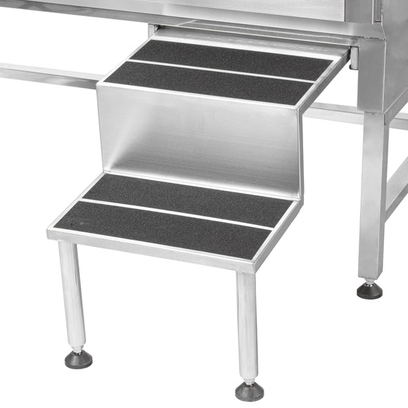 Blovi Free Standing Stainless Bath – Steel Grooming Bathtub with Steps and Right Sliding Door