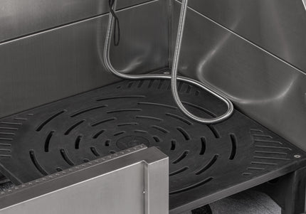 Blovi Stainless Steel Lift Bath – Electric Grooming Bathtub with Sliding Door, Durable Steel Construction